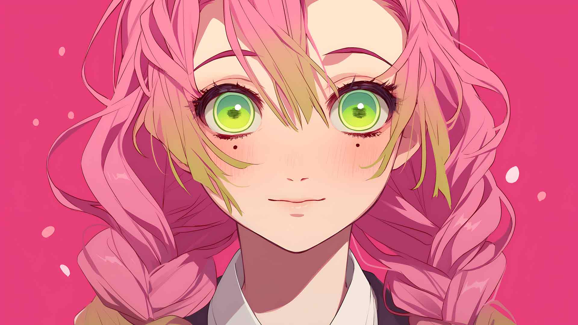 鬼灭之刃甘露寺 MITSURI KANROJI 粉色动漫桌面壁纸