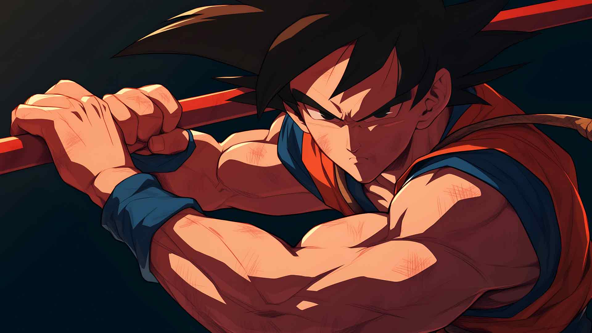 悟空与电源杆 DBZ 动漫桌面壁纸
