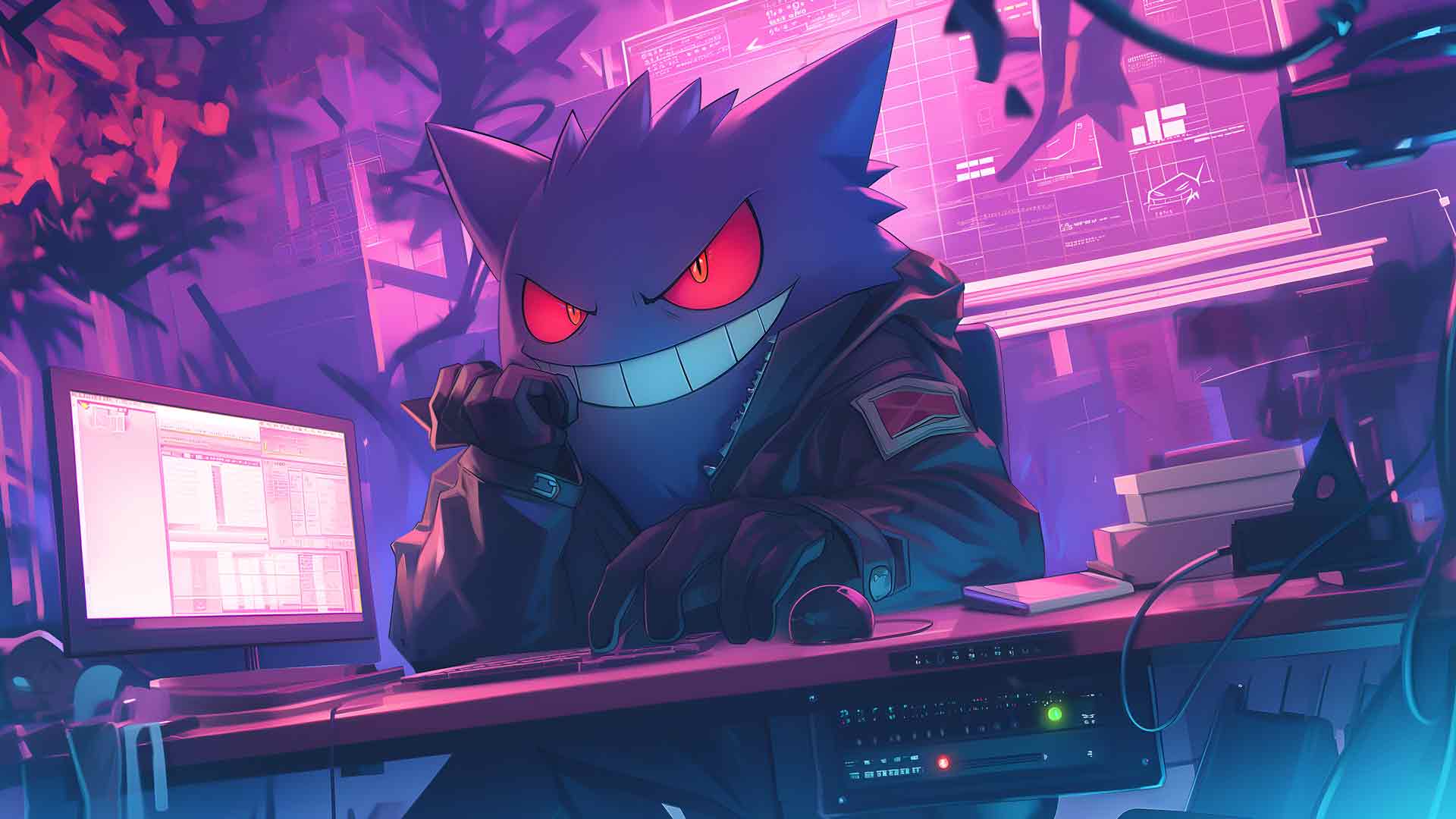 口袋妖怪耿鬼网络美学桌面壁纸