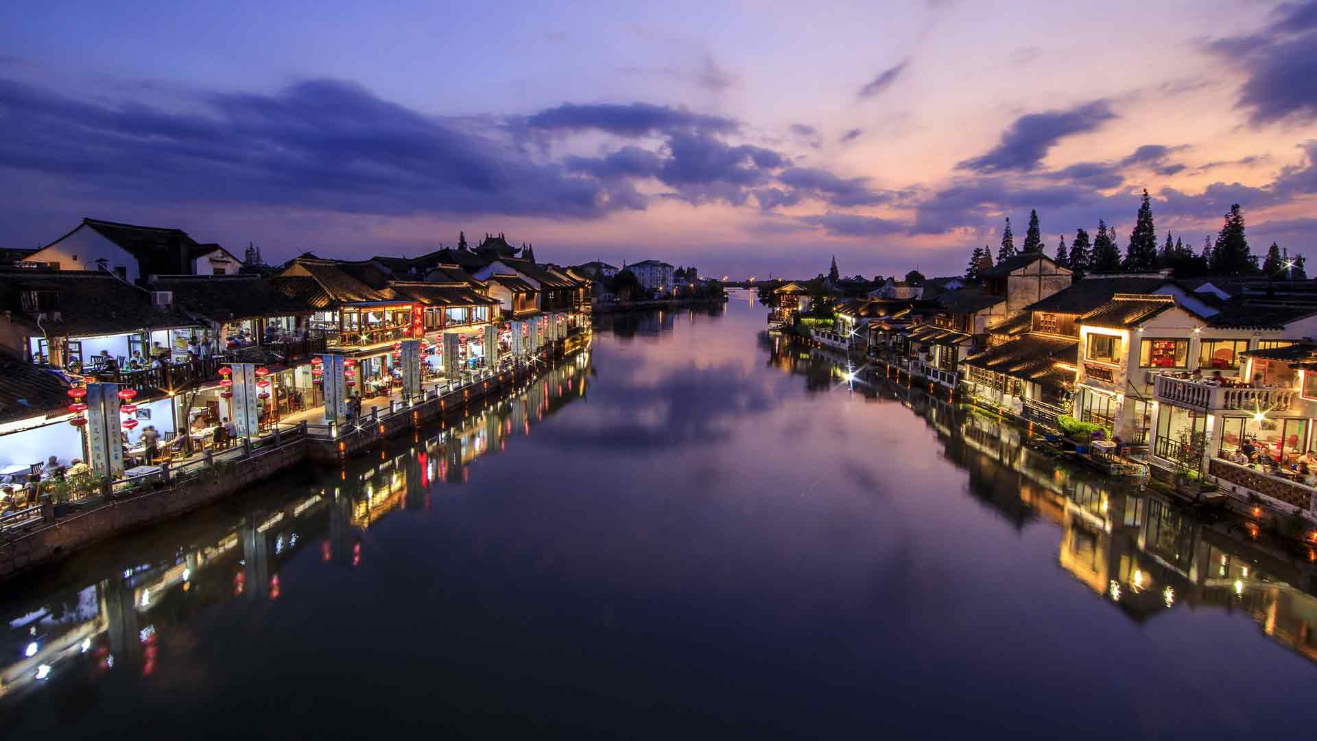 中国 江南旅游 乌镇 夜河