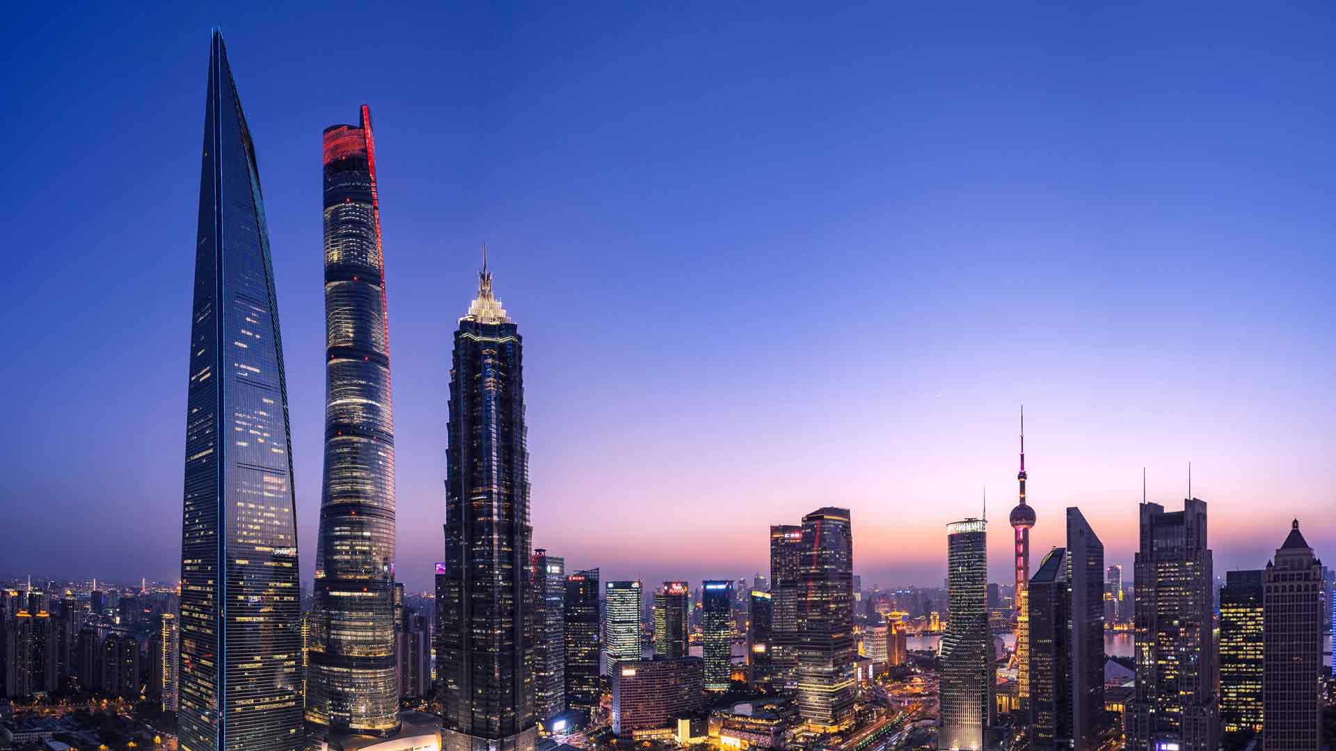 上海陆家嘴地标夜景高清摄影