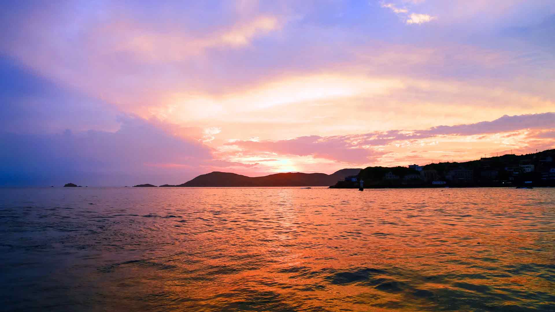 夏日夕阳旅行杭州西湖5K