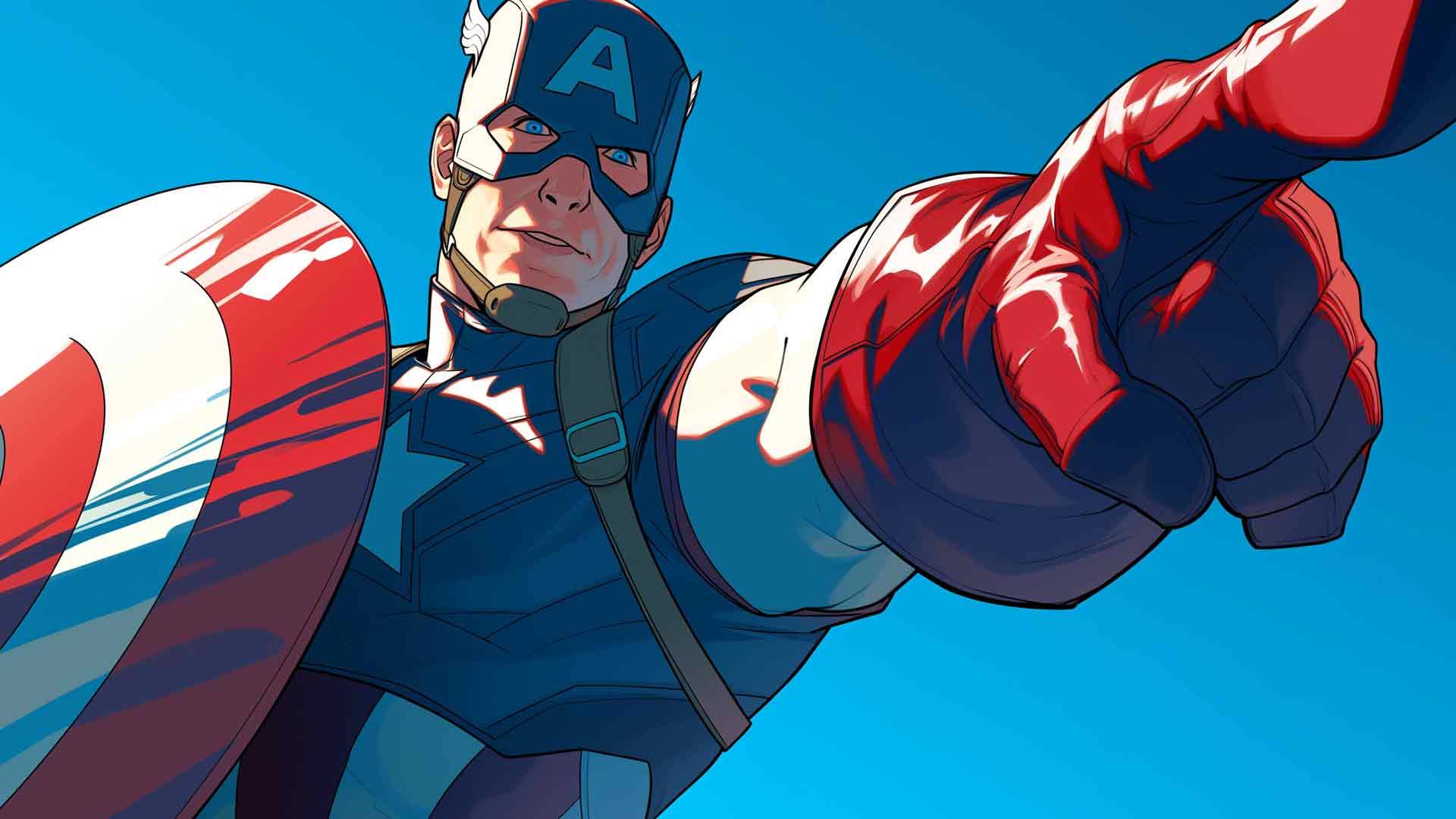 美国队长与盾牌蓝色漫威桌面壁纸