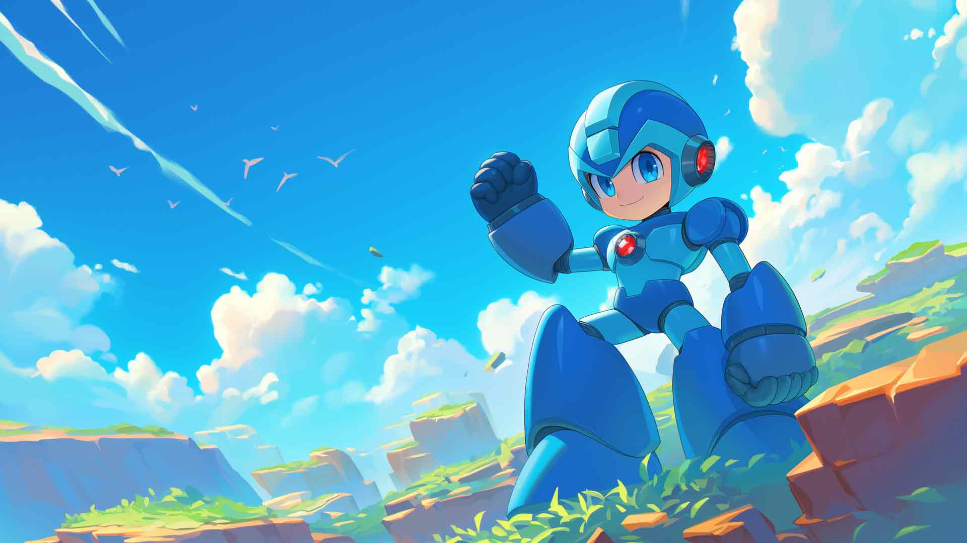 搞笑洛克人蓝天桌面壁纸