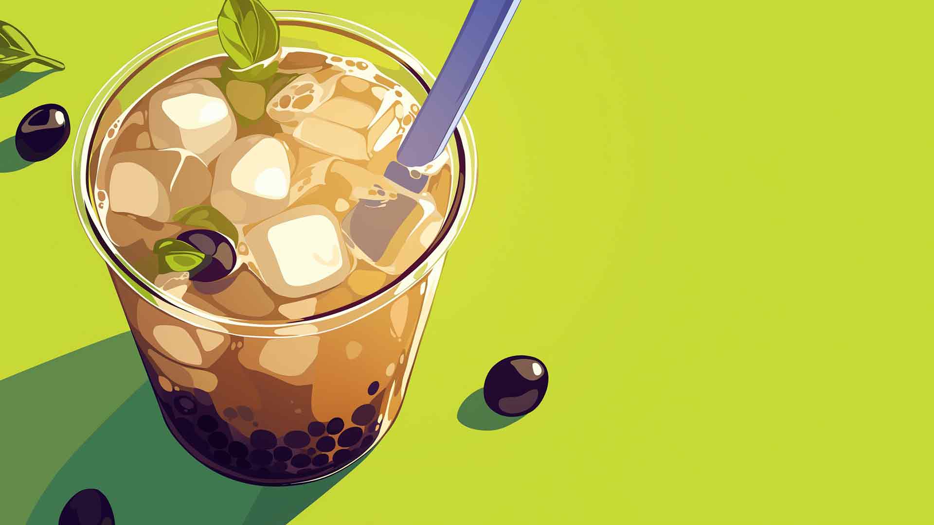 冰泡泡茶绿色桌面壁纸