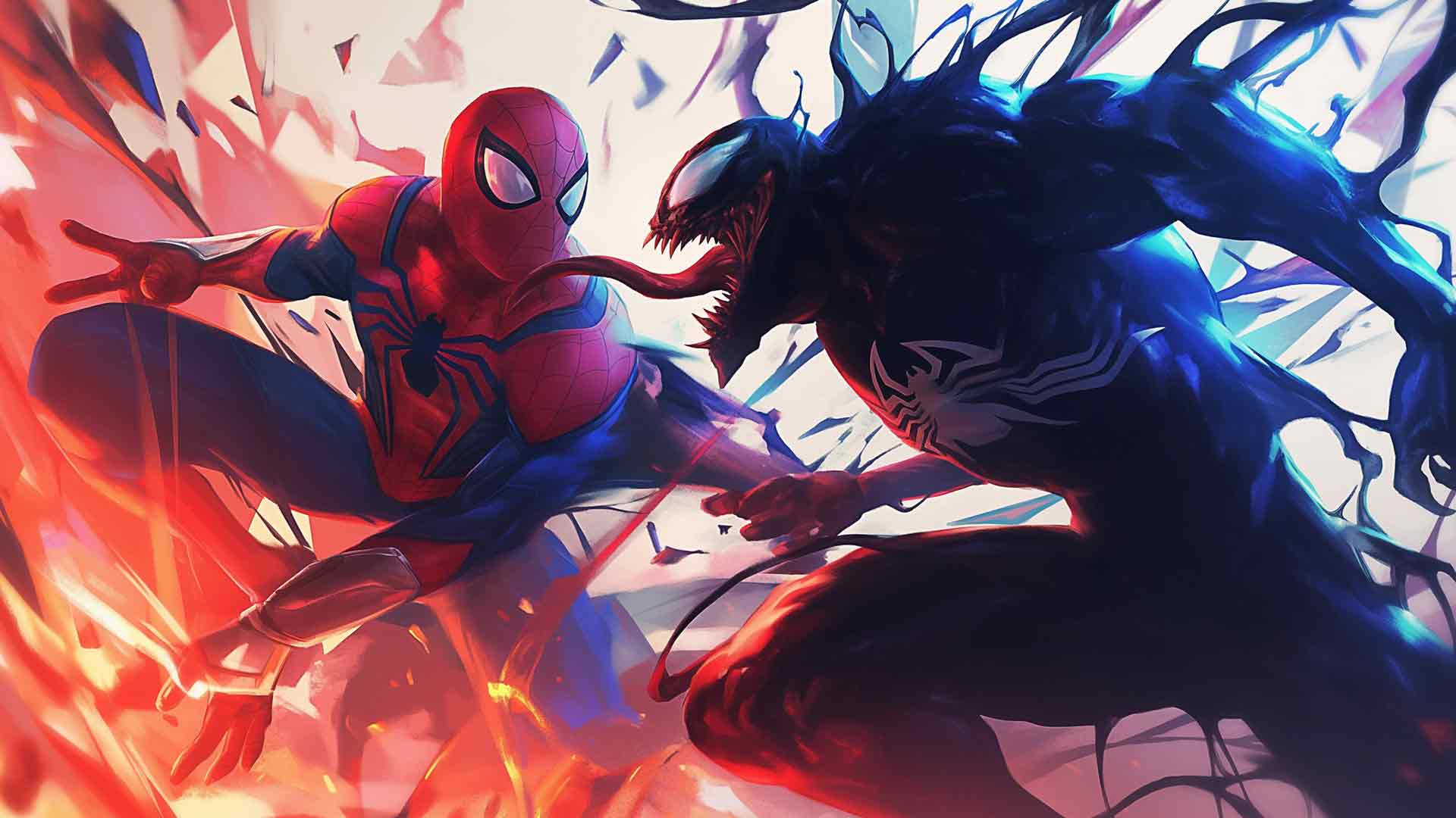 漫威蜘蛛侠大战毒液艺术桌面壁纸