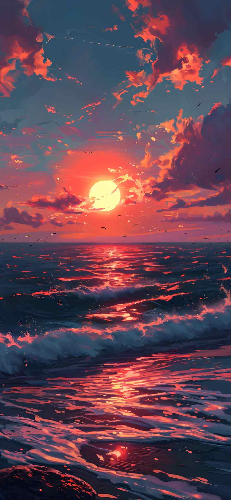 唯美大海日落壁纸