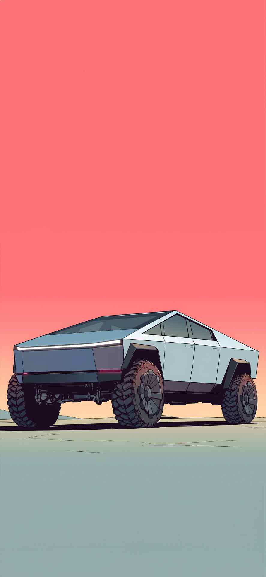 CYBER​​TRUCK 粉红色背景壁纸