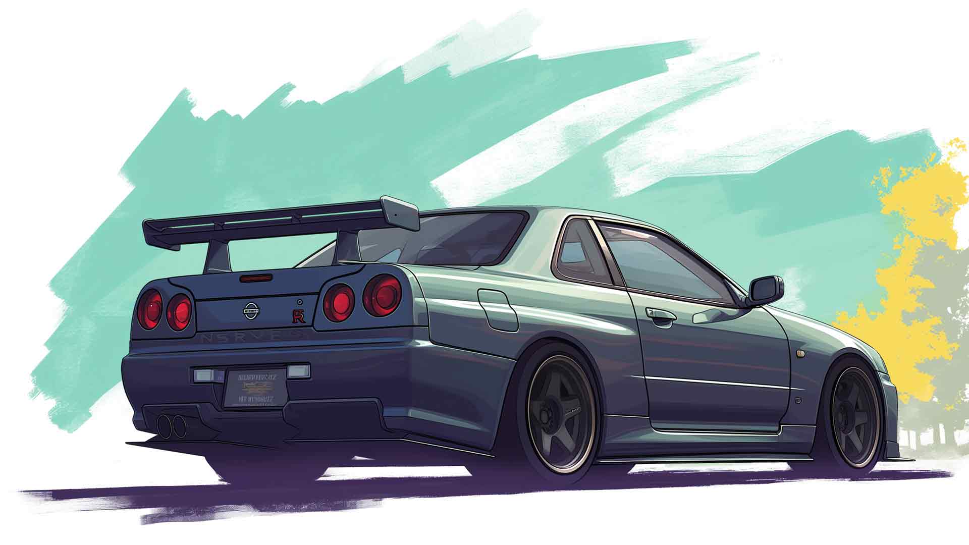 日产 SKYLINE GT-R R34 复古桌面壁纸