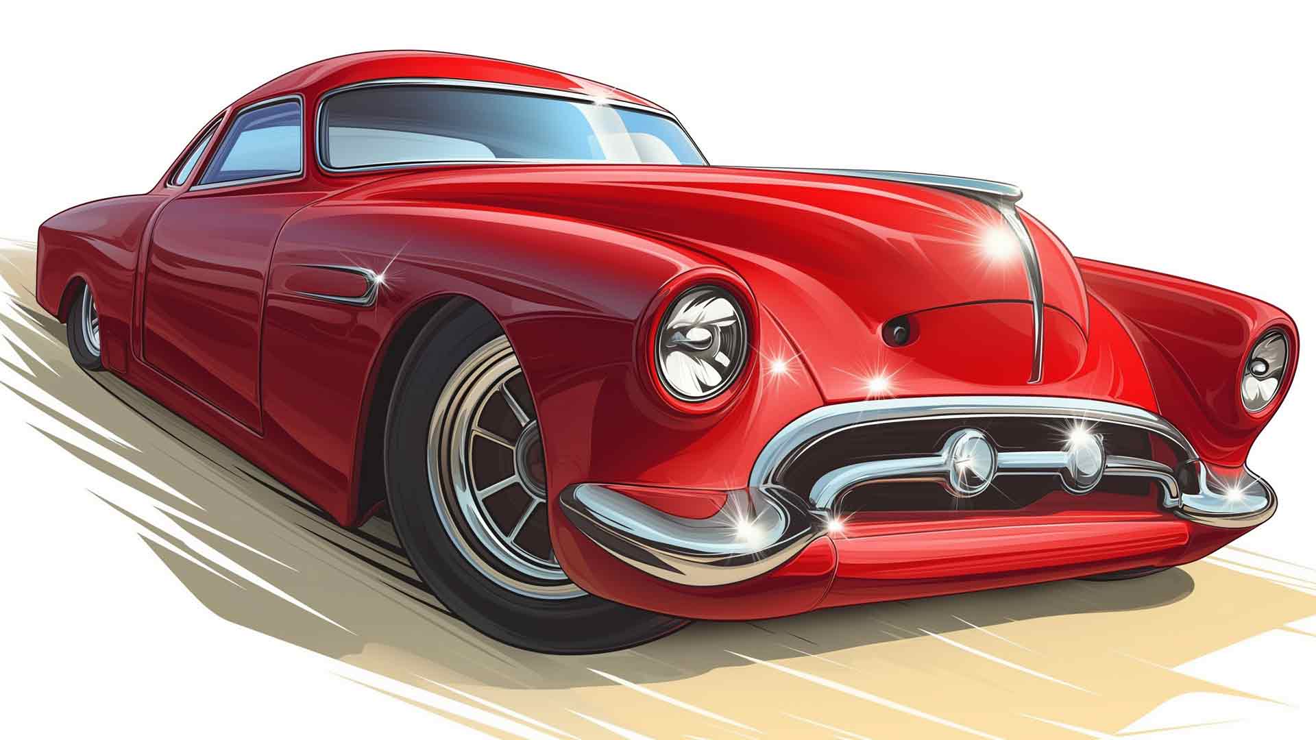 复古车红色赛车桌面壁纸