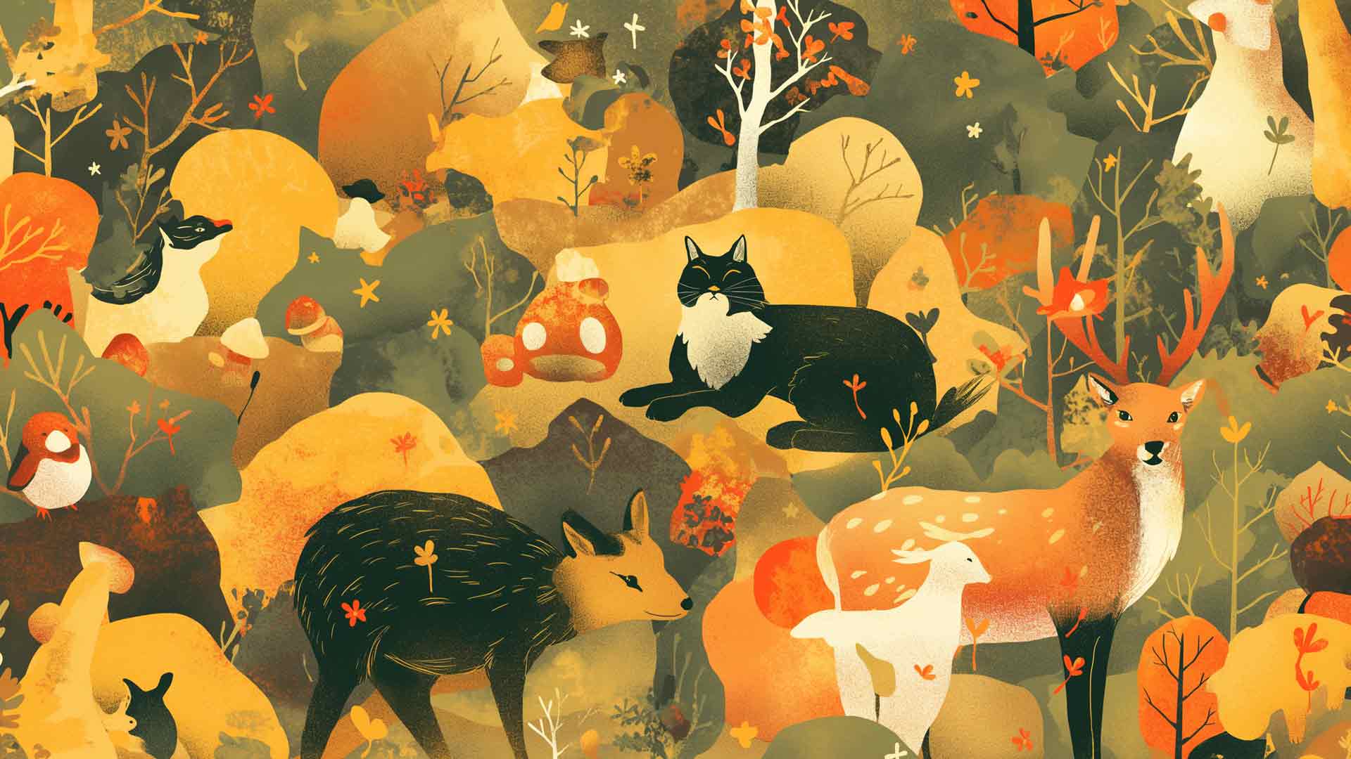 魔法森林动物桌面壁纸