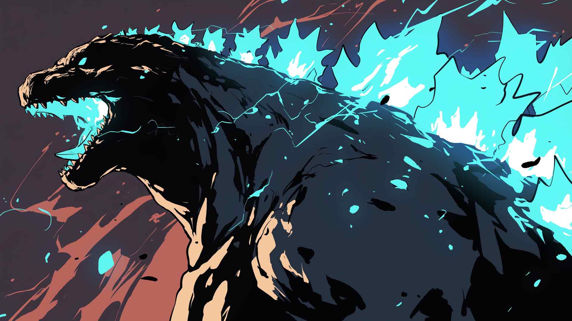 哥斯拉咆哮蓝火桌面壁纸