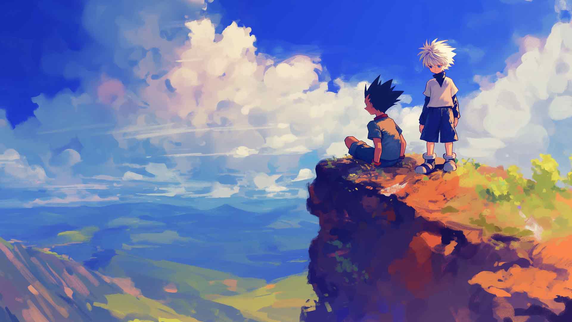 GON 和 KILLUA 悬崖边的天空桌面壁纸