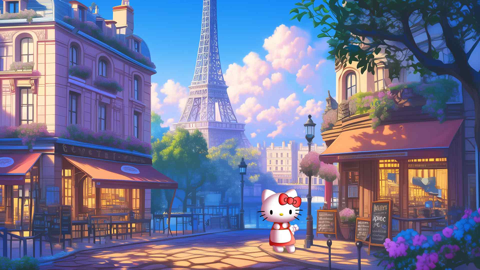 HELLO KITTY 巴黎桌面壁纸