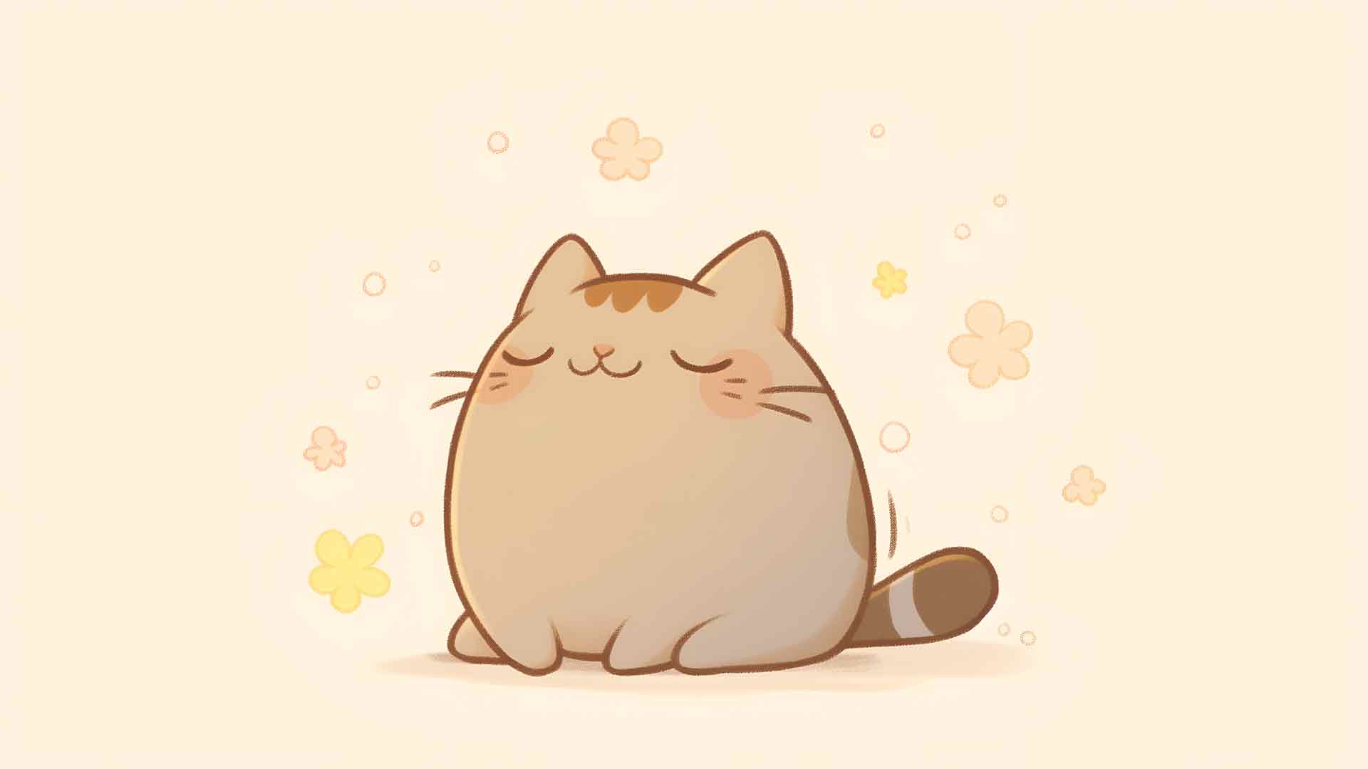 快乐可爱的猫插图桌面壁纸