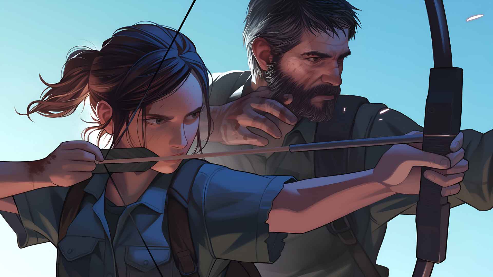 艾莉和乔尔《最后生还者》弓箭双人桌面壁纸