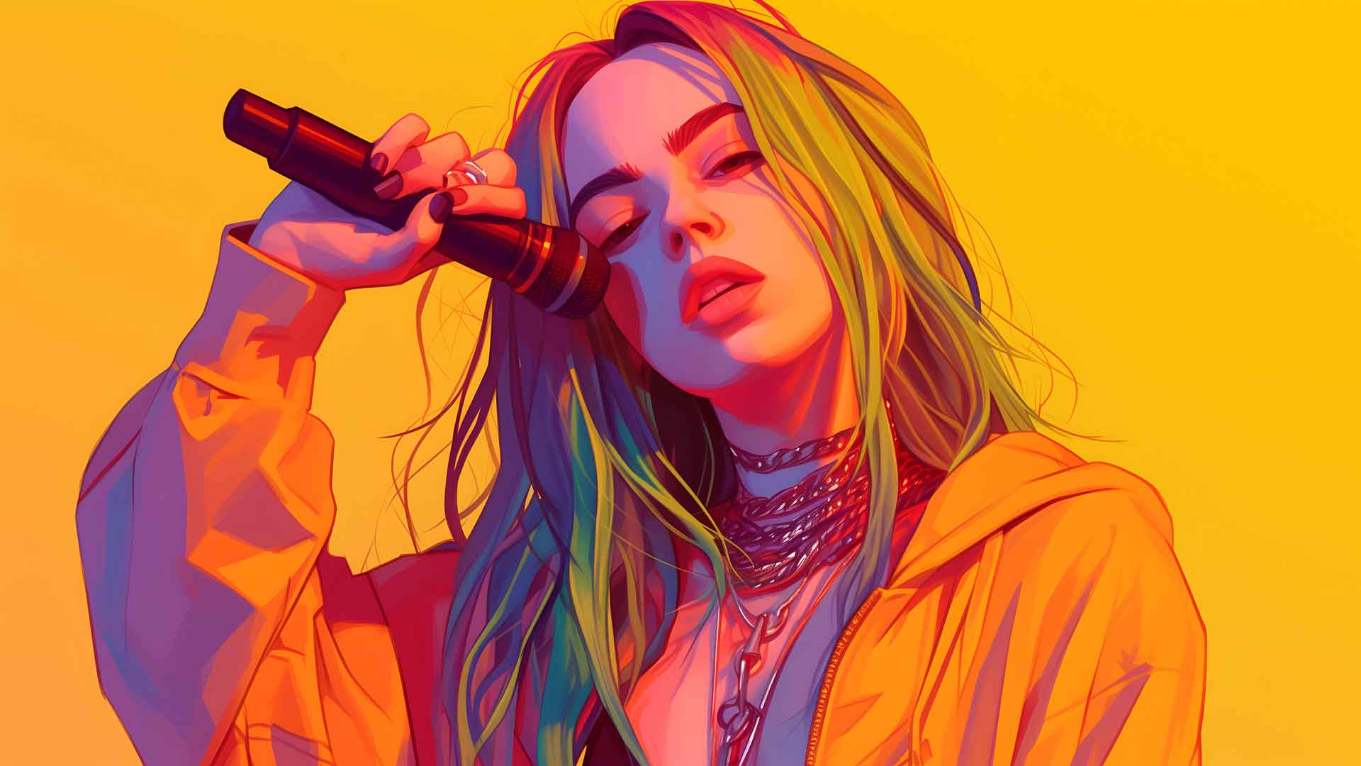 Billie Eilish 多彩的舞台桌面壁纸