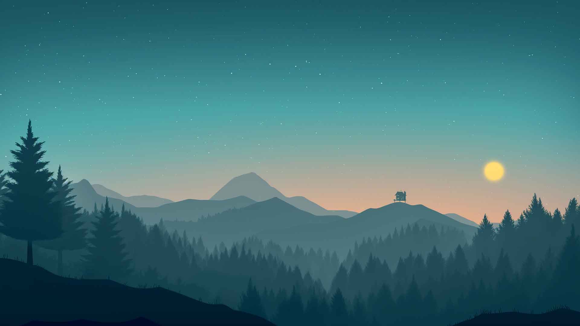 孤独小屋星夜桌面壁纸