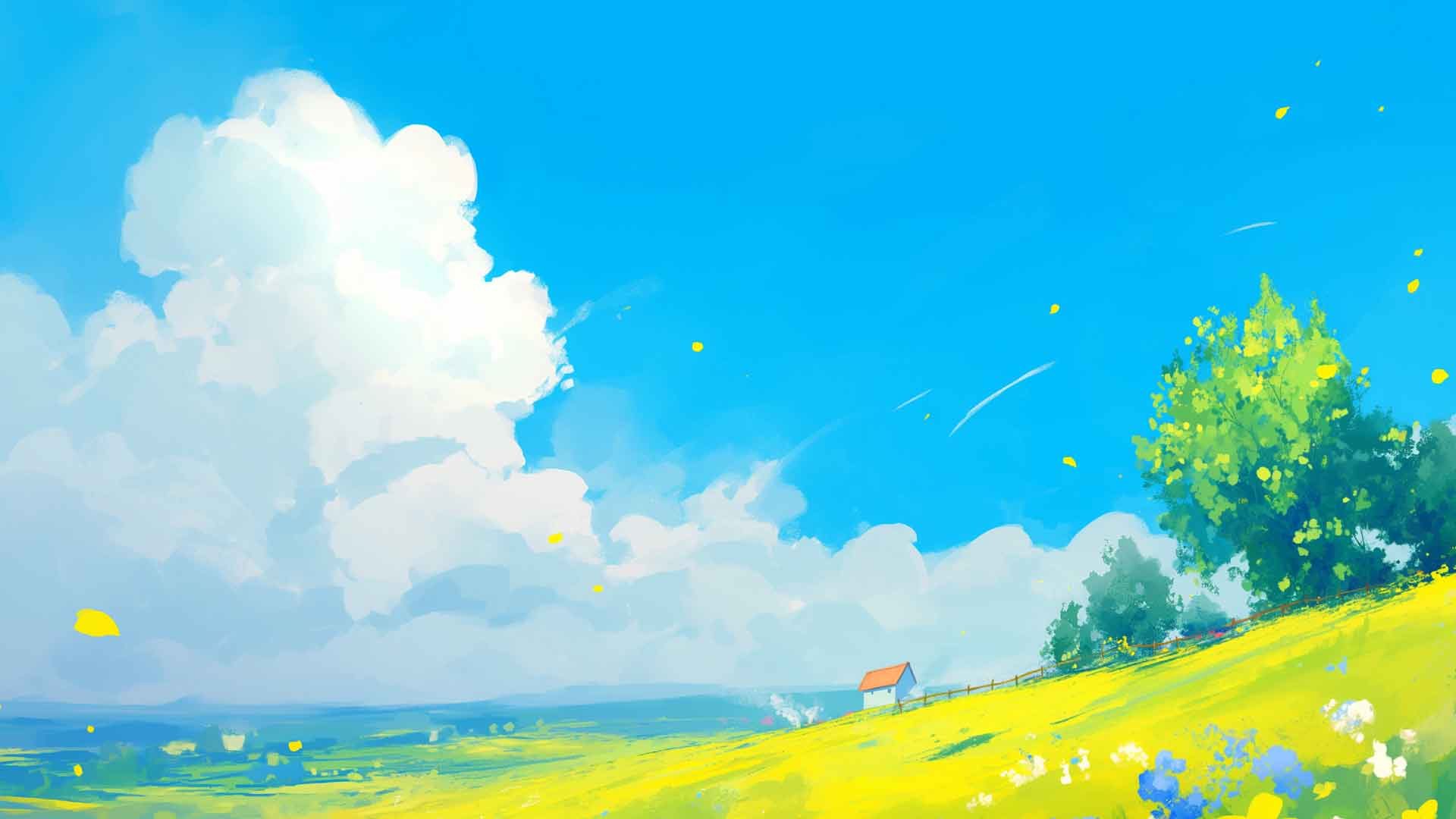 阳光草地乡村幸福桌面壁纸