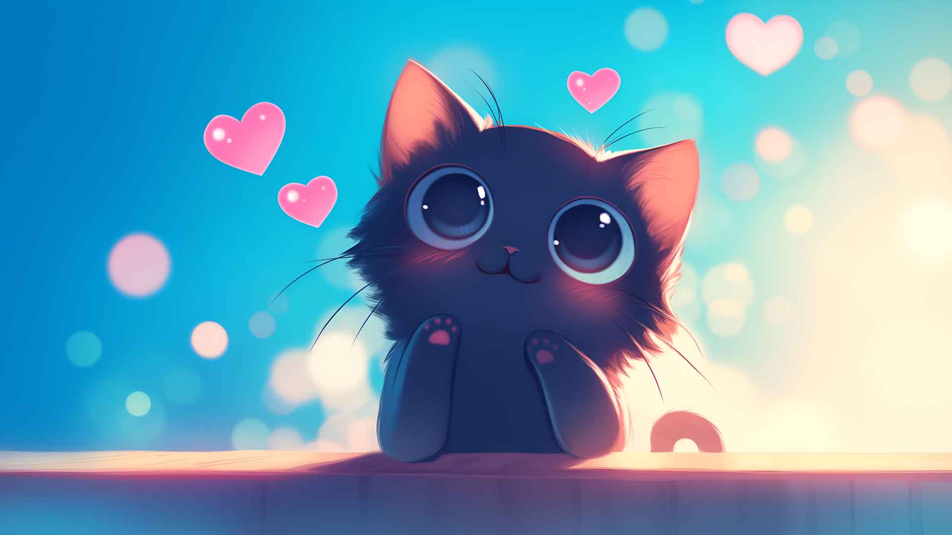 可爱的小猫模糊背景电脑壁纸