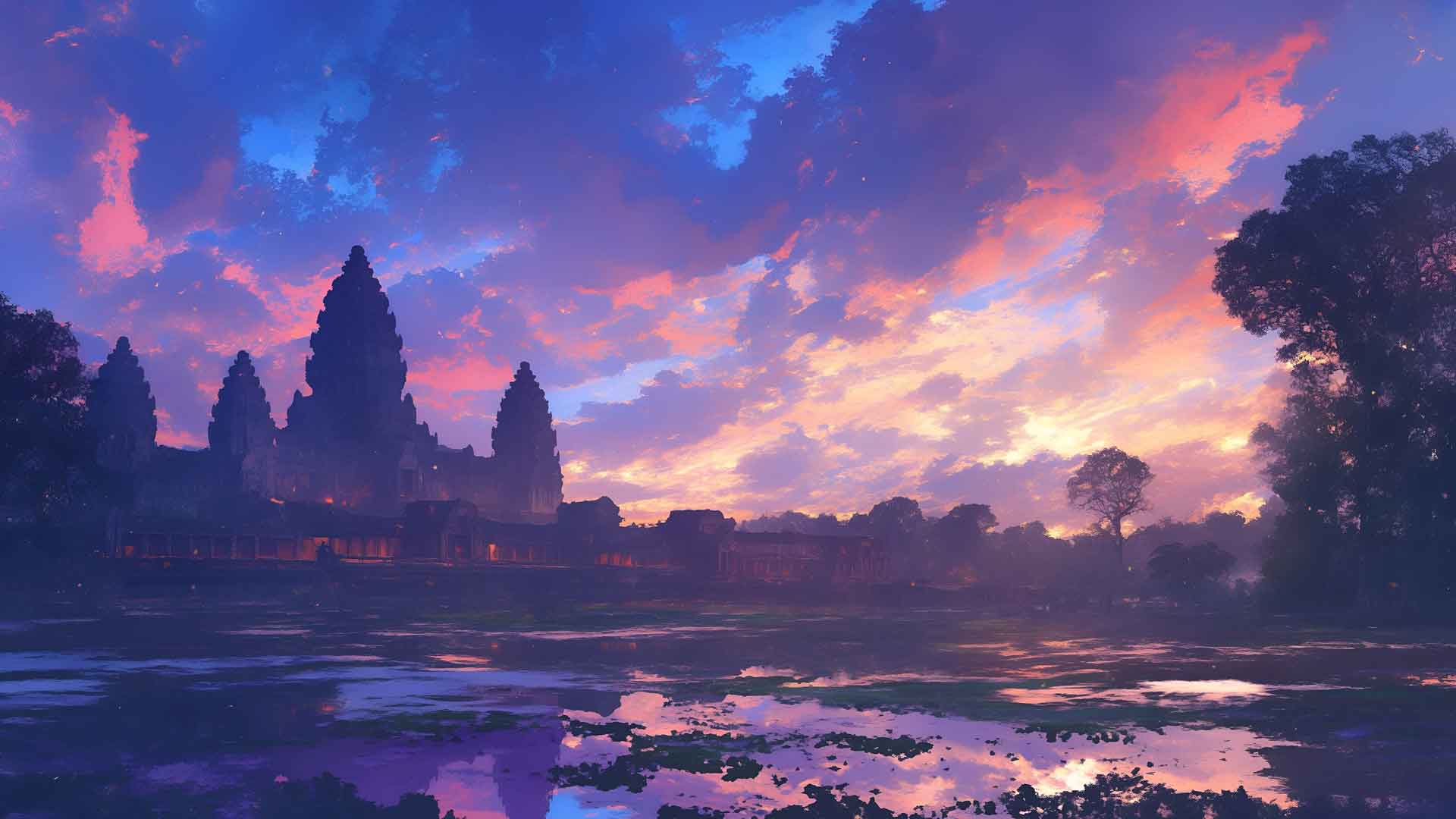 日落反射桌面壁纸