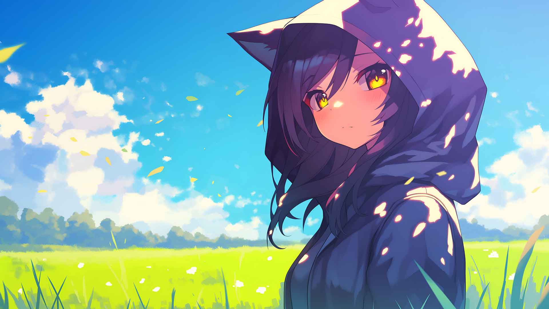 APHMAU 猫耳田野风景桌面壁纸 4K