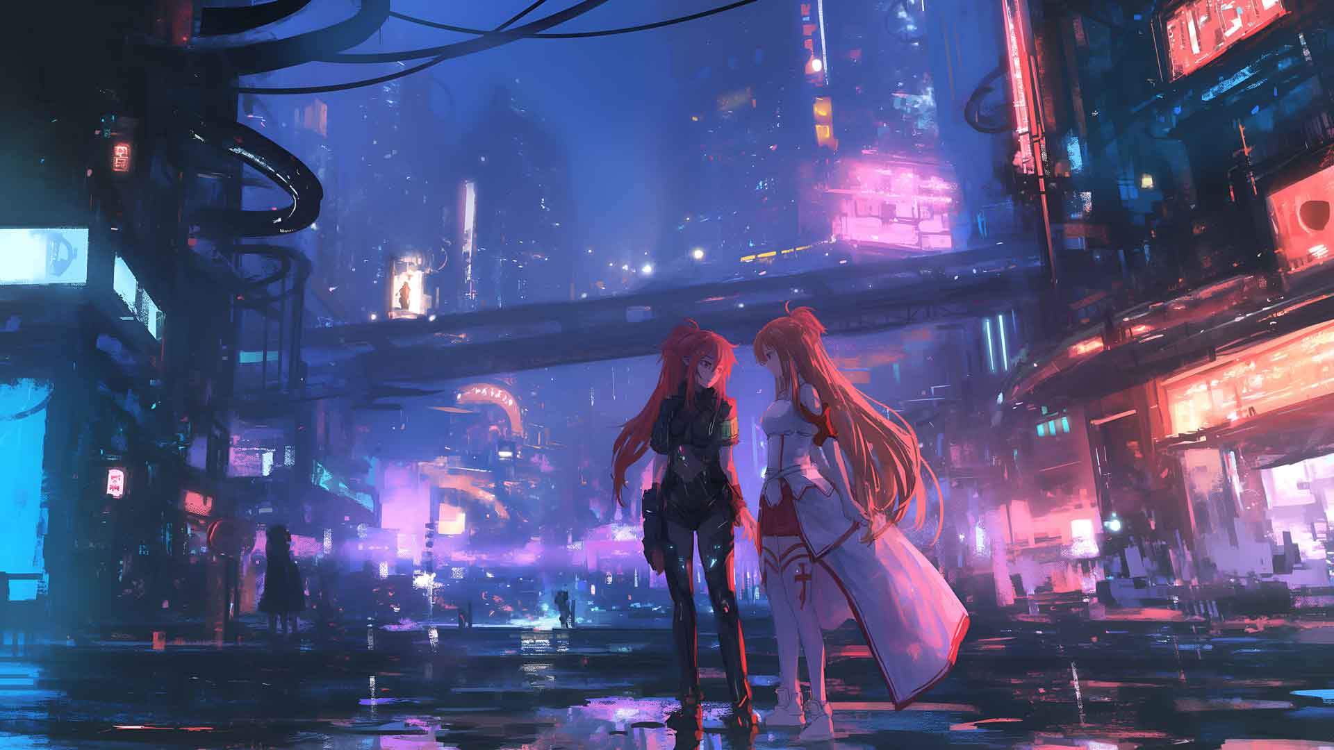 ASUNA YOKO 赛博朋克城市风景桌面壁纸 4K