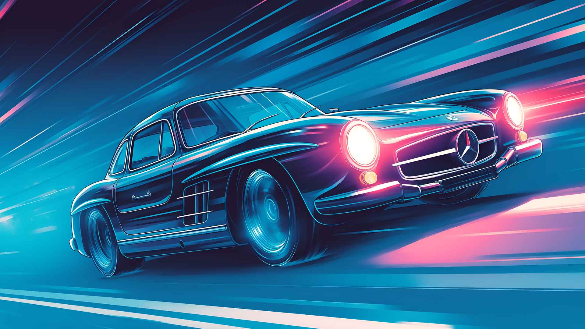 黑色和蓝色奔驰经典桌面壁纸