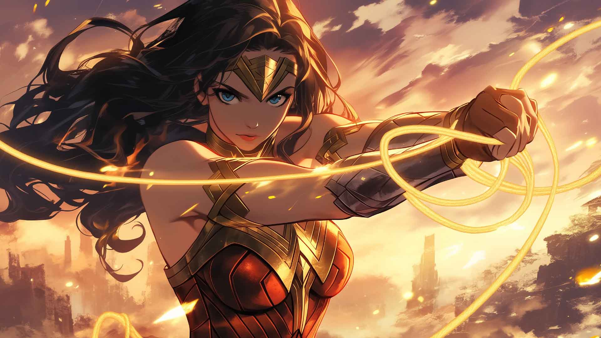 DC漫画神奇女侠金色盔甲桌面壁纸