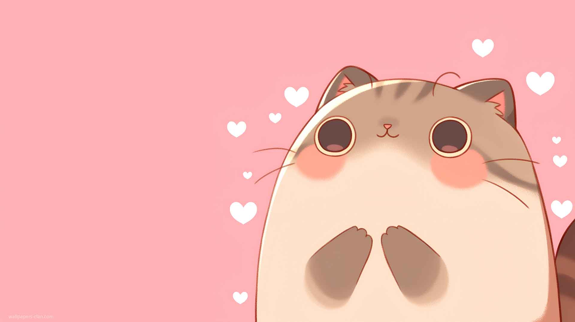 卡哇伊猫粉红色爱心桌面壁纸