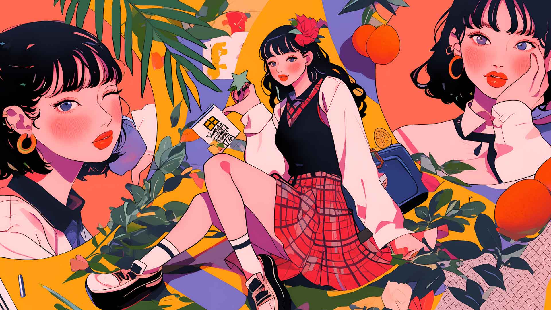 女孩校服美学桌面壁纸