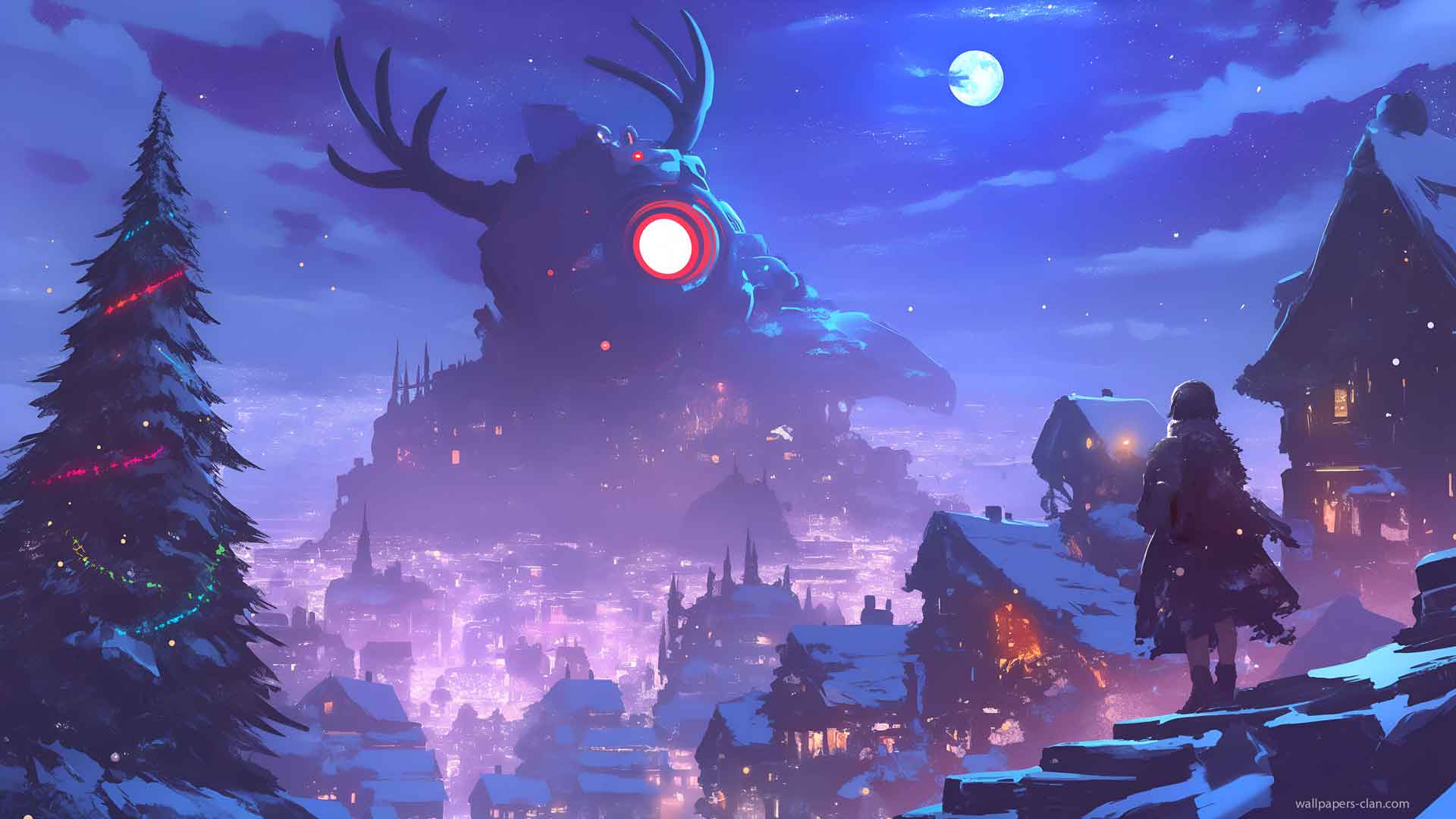 科幻圣诞小镇 PC 壁纸 4K