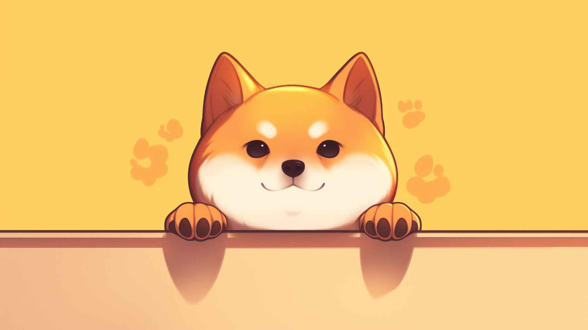 柴犬黄色背景桌面壁纸