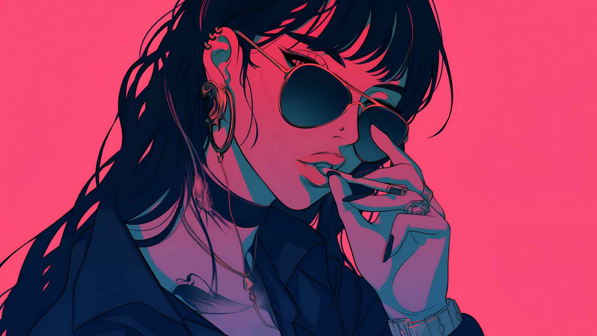时尚坏女孩深粉色桌面壁纸