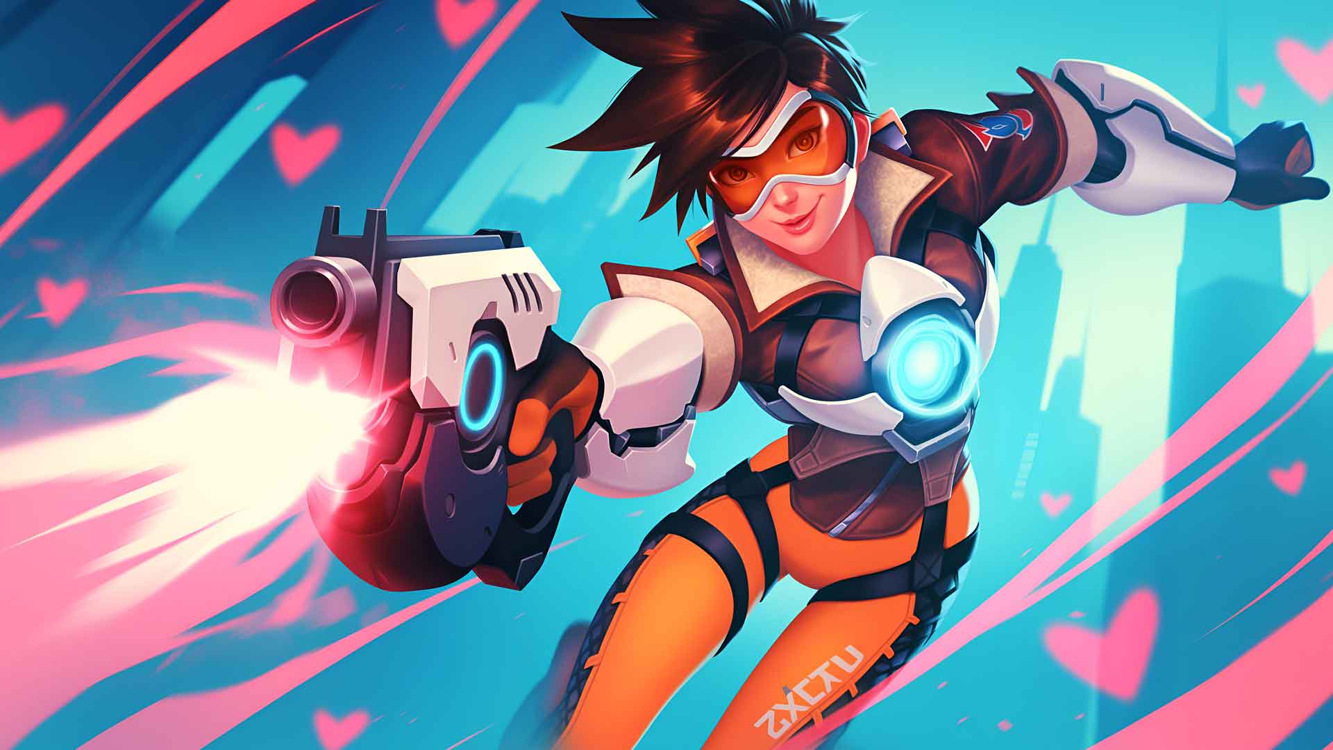 TRACER 守望先锋 动作 爱情 情人节桌面壁纸