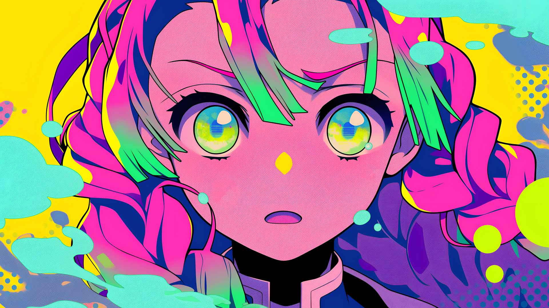 鬼灭之刃三里波普艺术桌面壁纸