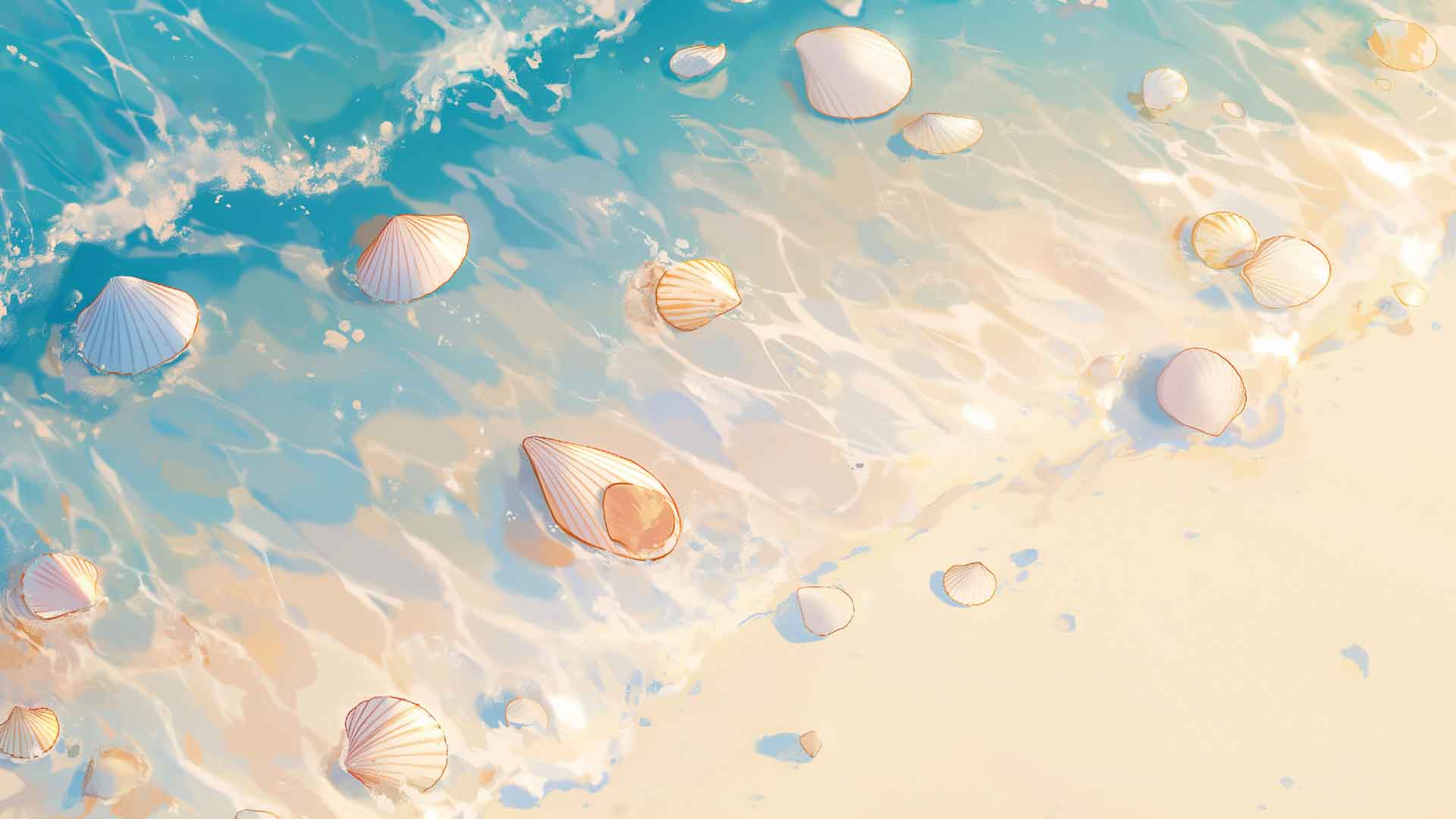 清水中的贝壳桌面壁纸