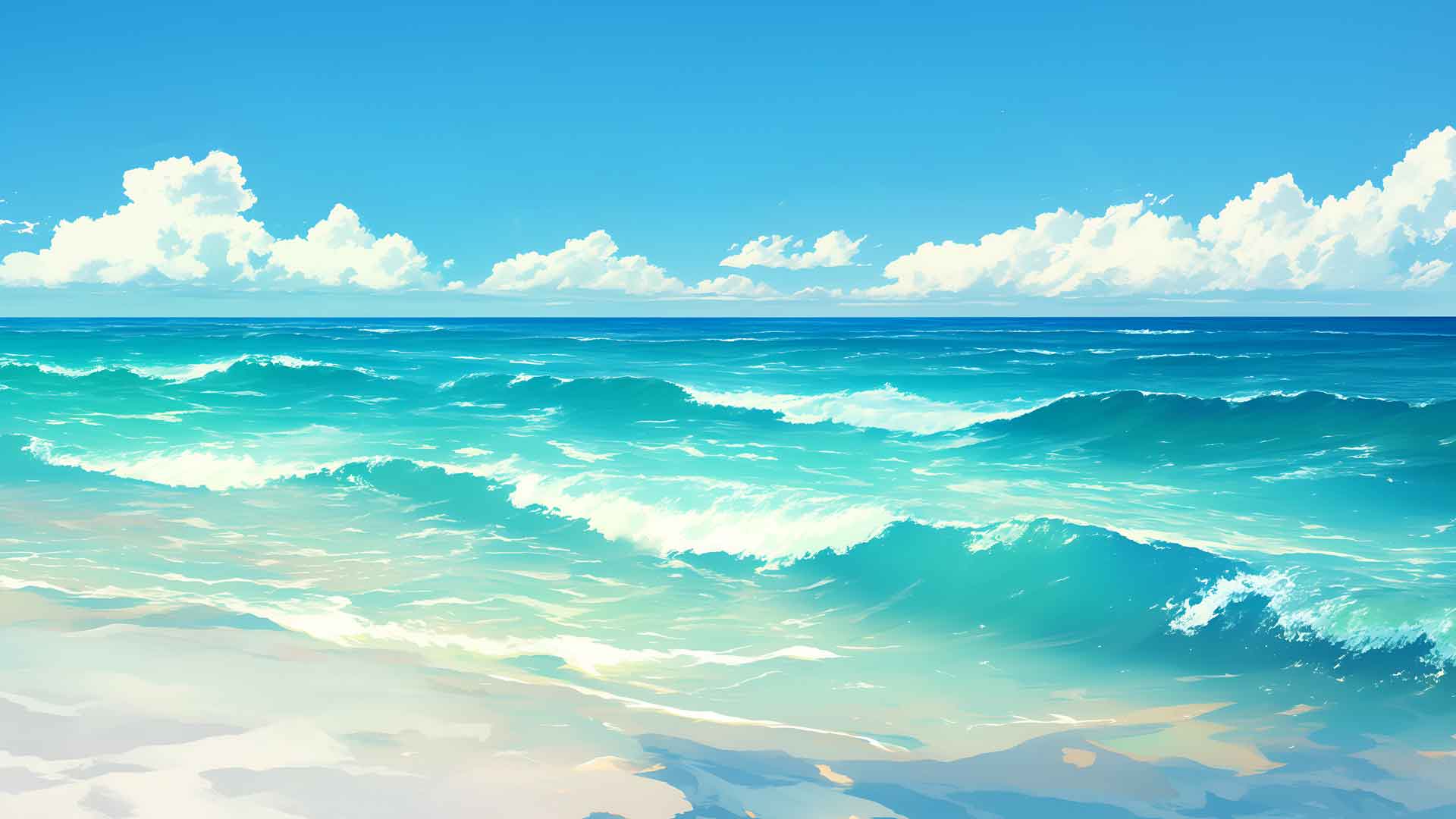 热带海风蓝色海浪桌面壁纸