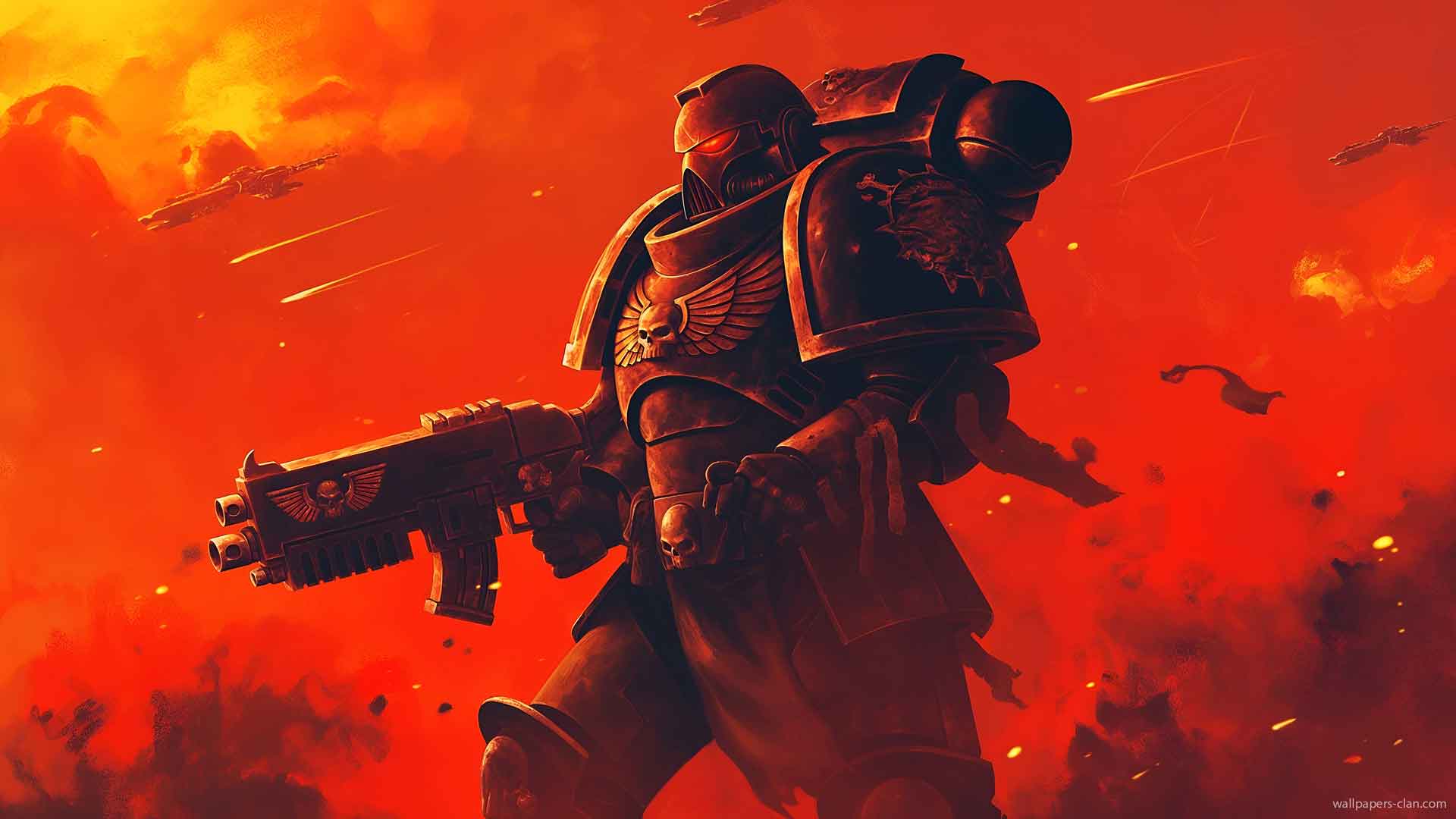 战锤 40K 红色装甲太空陆战队壁纸