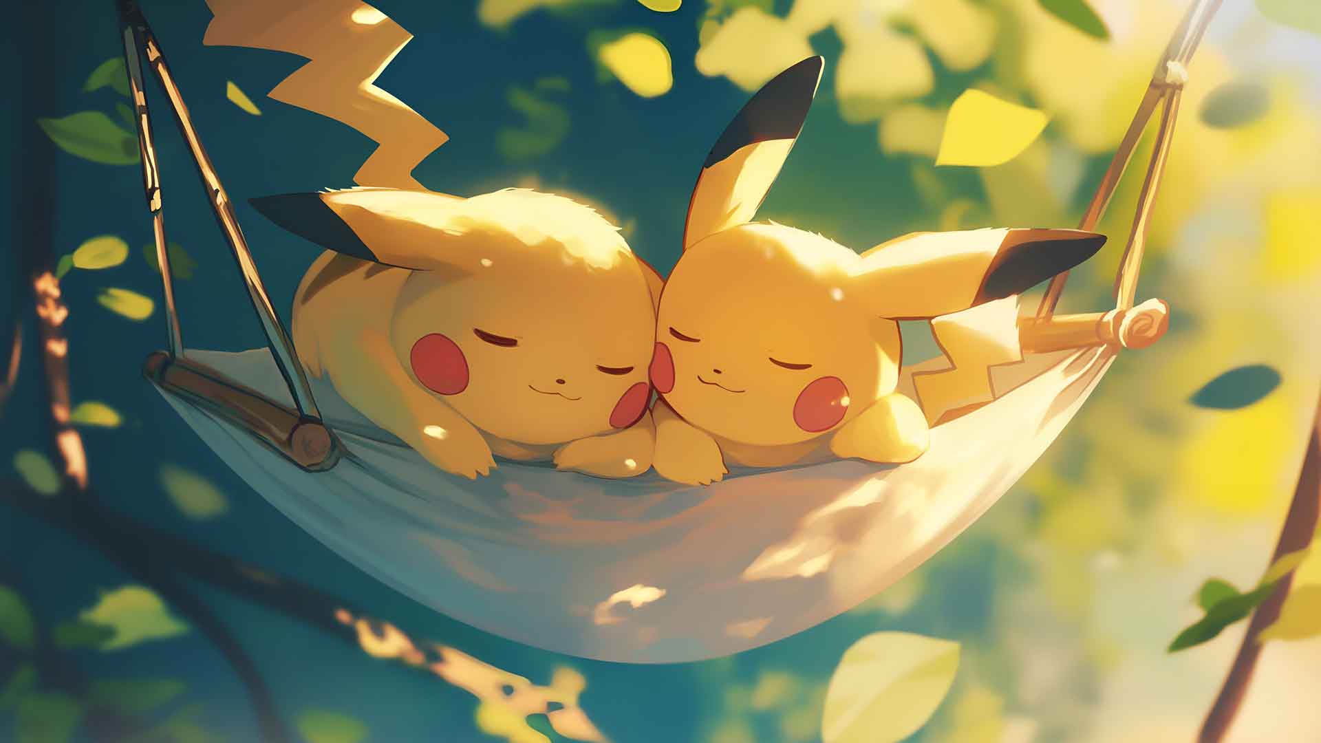 皮卡丘吊床午睡笔记本电脑壁纸