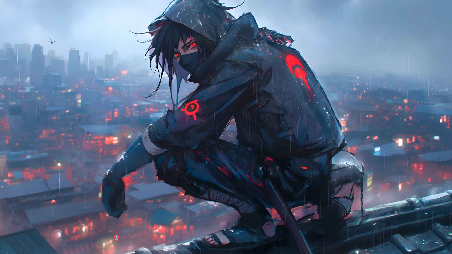 动漫忍者城雨桌面壁纸