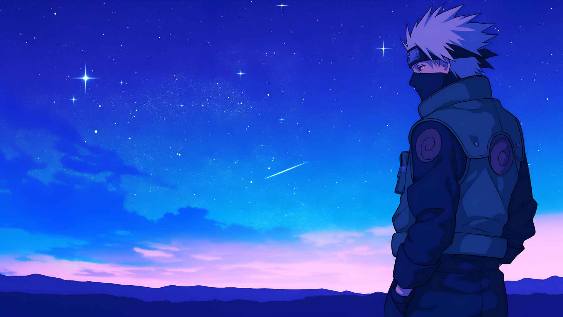 卡卡西看着星星 火影忍者夜空桌面壁纸