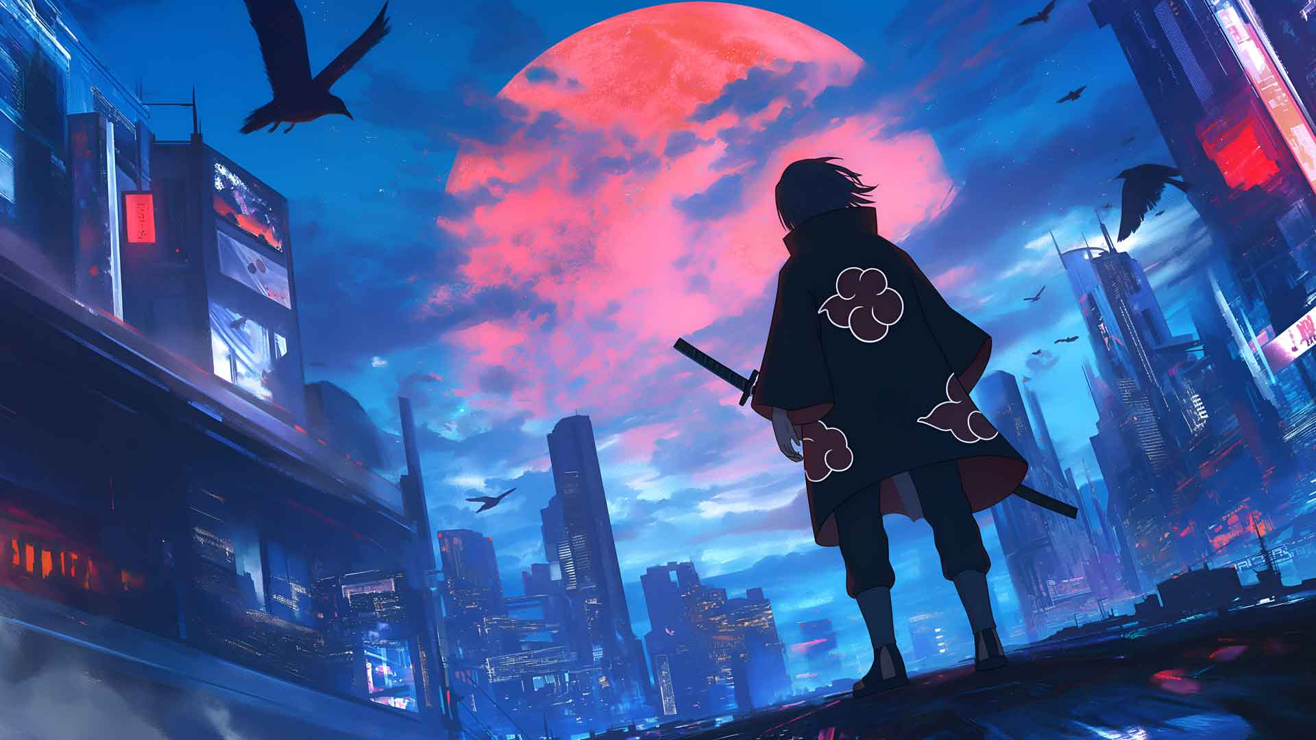 火影忍者鼬红月城桌面壁纸