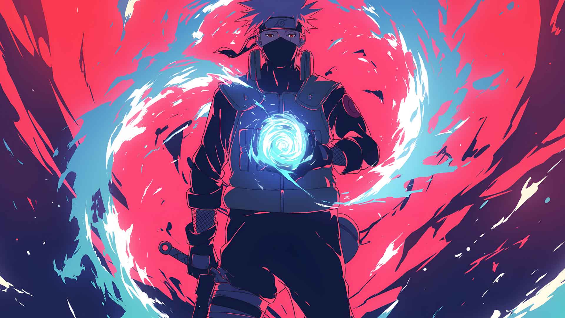 火影忍者卡卡西使用螺旋丸桌面壁纸