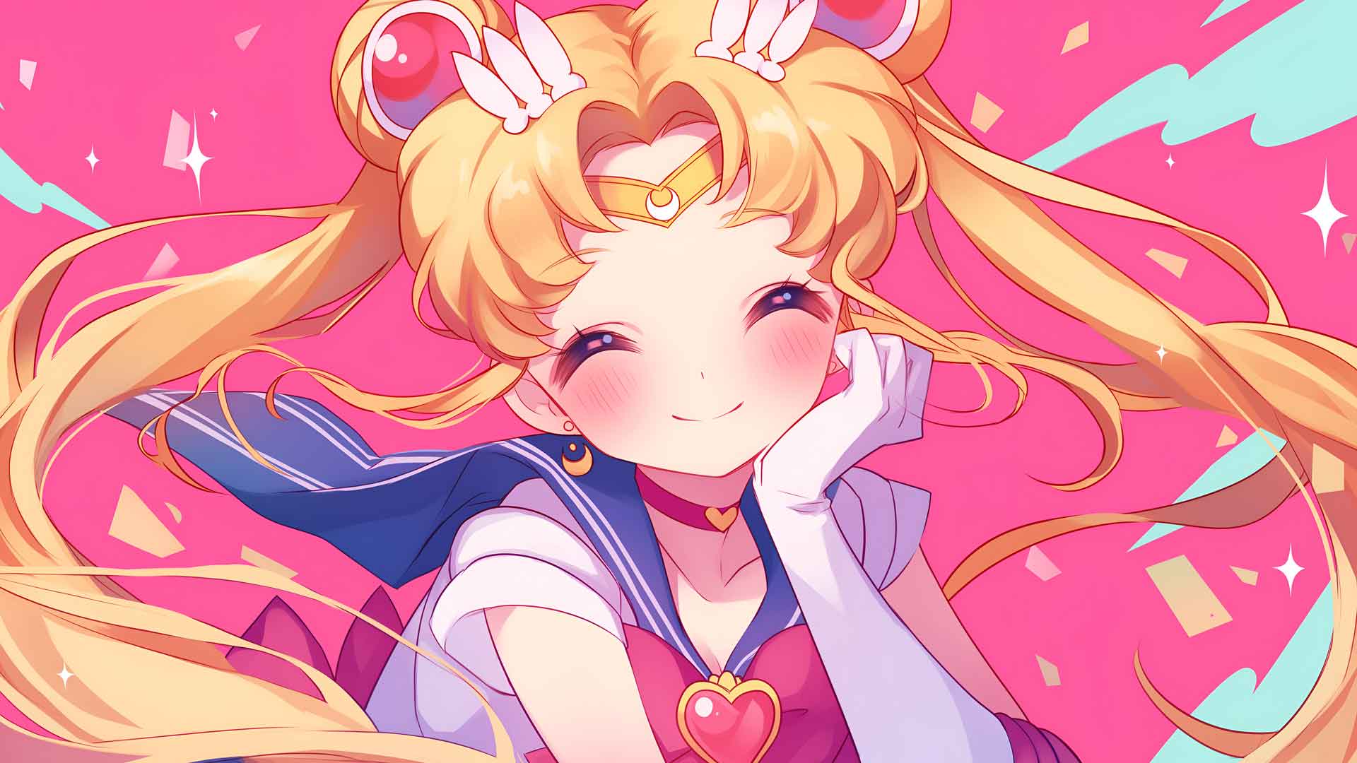 美少女战士手放在脸颊桌面壁纸