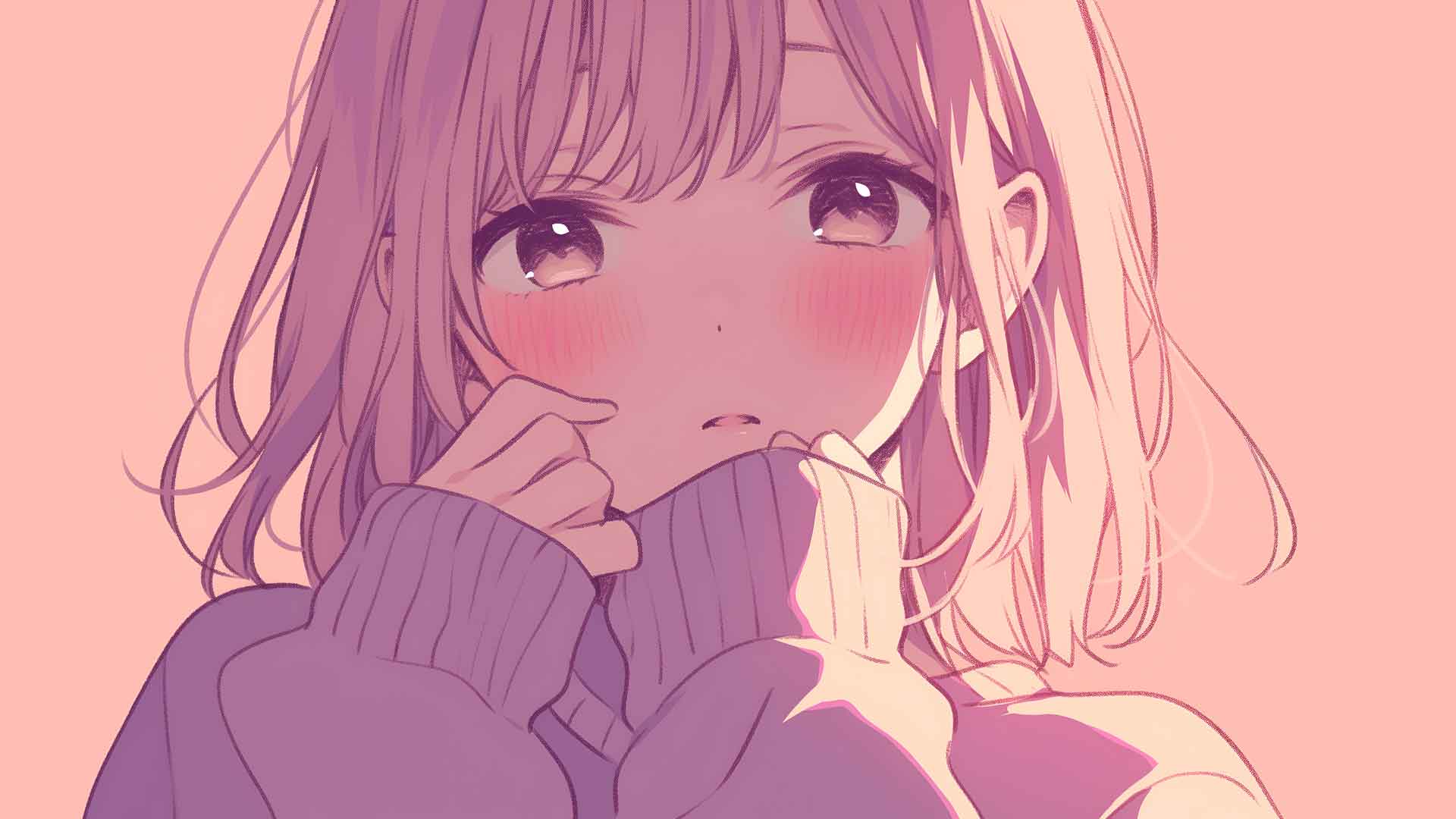 害羞脸红 租个女友桌面壁纸