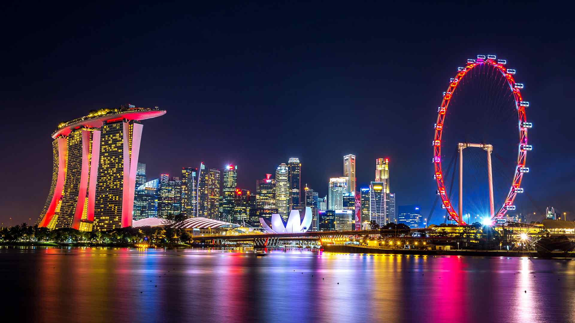 滨海湾金沙新加坡摩天大楼夜景