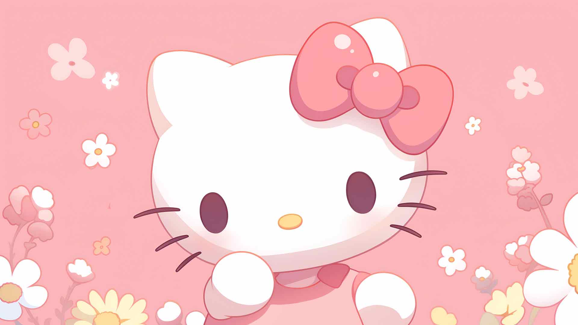 Hello Kitty 可爱花卉唯美桌面壁纸