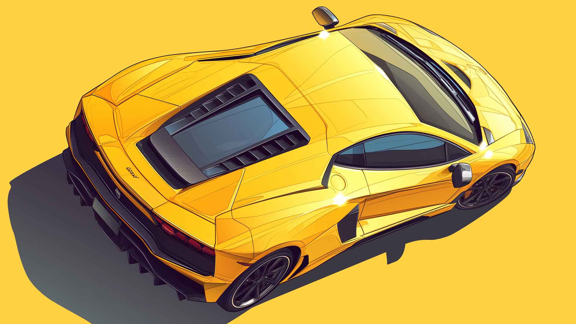 兰博基尼 AVENTADOR 黄色顶视图桌面壁纸