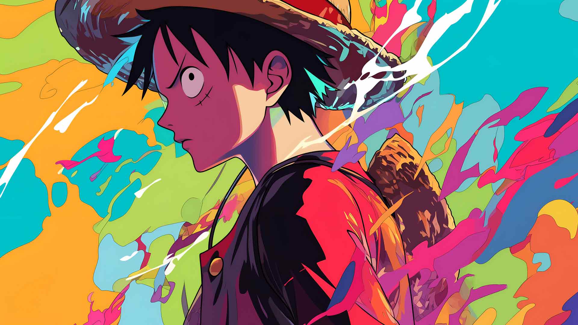 蒙奇·D·路飞涂鸦活力风格桌面壁纸